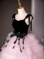 Fashion Blushing Pink Cascading Ruffles Prom Dresses 2024 Ball Gown Spaghetti Straps Sleeveless Backless Floor-Length / Long Prom Formal Dresses
