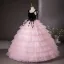 Fashion Blushing Pink Cascading Ruffles Prom Dresses 2024 Ball Gown Spaghetti Straps Sleeveless Backless Floor-Length / Long Prom Formal Dresses