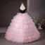 Fashion Blushing Pink Cascading Ruffles Prom Dresses 2024 Ball Gown Spaghetti Straps Sleeveless Backless Floor-Length / Long Prom Formal Dresses