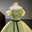 Elegant Sage Green Beading Sequins Prom Dresses 2023 Ball Gown Off-The-Shoulder Short Sleeve Backless Bow Sash Floor-Length / Long Prom Formal Dresses