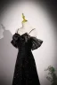 Sexy Schwarz Star Pailletten Ballkleider 2023 A Linie Spaghettiträger Schleife Geschwollenes Kurze Ärmel Rückenfreies Lange Festliche Kleider