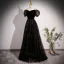 Bling Bling Noire Étoile Paillettes Robe De Bal 2023 Princesse Encolure Carrée Manches Courtes Dos Nu Longue Promo Robe De Ceremonie