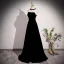 Fashion Black Velvet Prom Dresses 2023 A-Line / Princess Halter Sleeveless Backless Bow Floor-Length / Long Formal Dresses