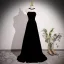 Fashion Black Velvet Prom Dresses 2023 A-Line / Princess Halter Sleeveless Backless Bow Floor-Length / Long Formal Dresses