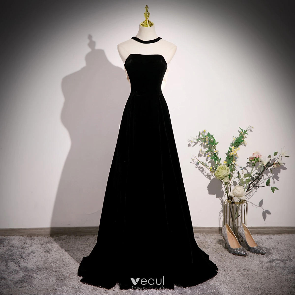 formal velvet dress long Jovani Long Sleeve Long Velvet Formal Dress 23943 Burgundy / 0 main image 1