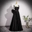 Fashion Black Pearl Satin Prom Dresses 2023 A-Line / Princess Spaghetti Straps Sleeveless Backless Bow Floor-Length / Long Formal Dresses
