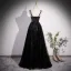 Chic / Belle Noire Paillettes Robe De Bal 2023 Princesse Bretelles Spaghetti Sans Manches Dos Nu Noeud Ceinture Longue Promo Robe De Ceremonie