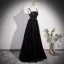 Chic / Belle Noire Paillettes Robe De Bal 2023 Princesse Bretelles Spaghetti Sans Manches Dos Nu Noeud Ceinture Longue Promo Robe De Ceremonie