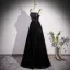 Chic / Belle Noire Paillettes Robe De Bal 2023 Princesse Bretelles Spaghetti Sans Manches Dos Nu Noeud Ceinture Longue Promo Robe De Ceremonie