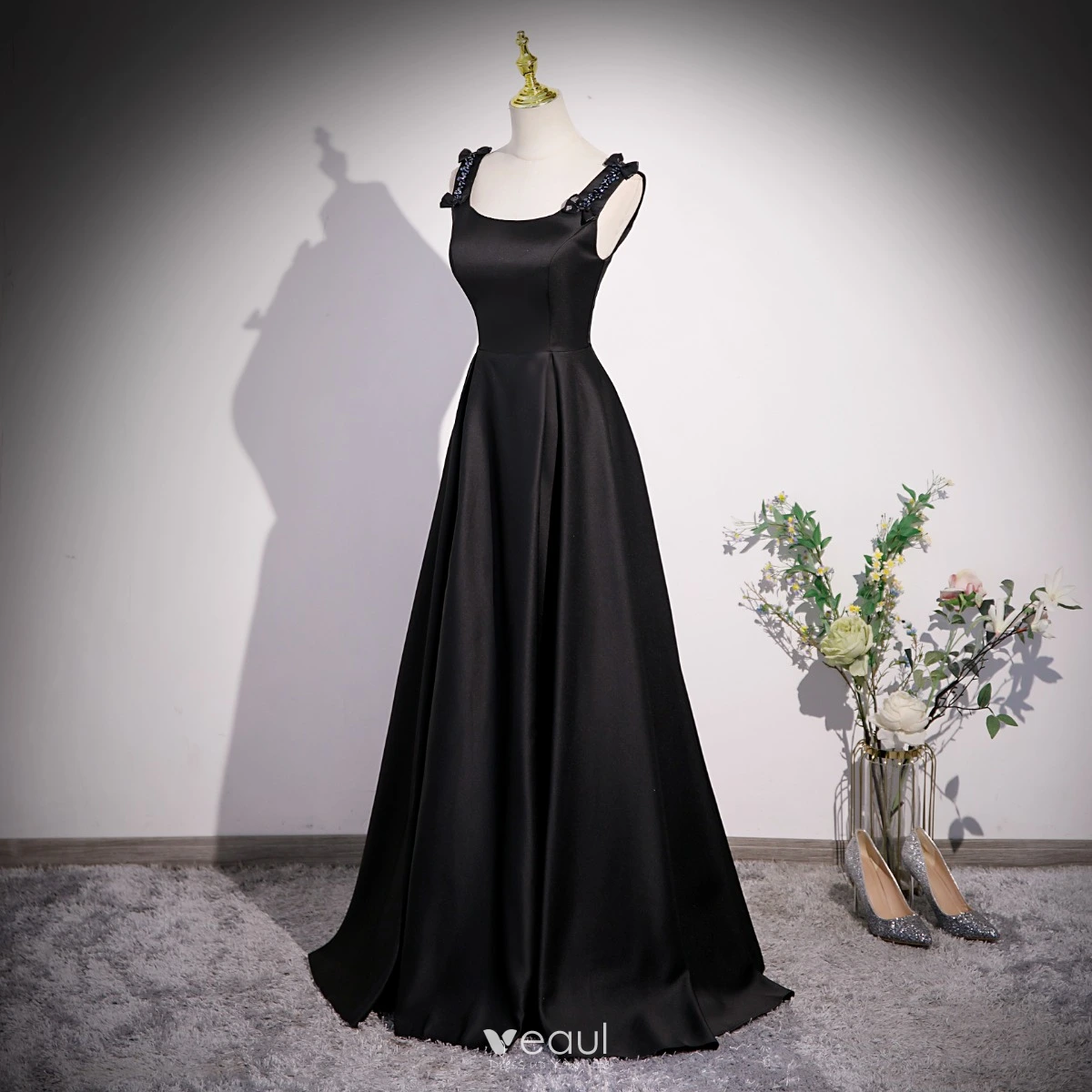 Black Satin Prom Dress