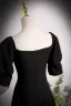Vintage / Retro Black Pearl Rhinestone Prom Dresses 2023 A-Line / Princess Square Neckline Short Sleeve Backless Floor-Length / Long Formal Dresses