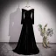 Elegant Black Velvet Prom Dresses 2023 A-Line / Princess High Neck Long Sleeve Floor-Length / Long Formal Dresses