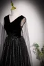 Bling Bling Black Beading Pearl Rhinestone Sequins Lace Flower Prom Dresses 2023 A-Line / Princess V-Neck Sleeveless Backless Floor-Length / Long