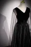 Bling Bling Black Beading Pearl Rhinestone Sequins Lace Flower Prom Dresses 2023 A-Line / Princess V-Neck Sleeveless Backless Floor-Length / Long