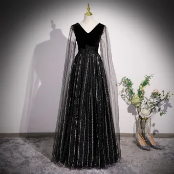 Bling Bling Noire Perlage Perle Faux Diamant Paillettes En Dentelle Fleur Robe De Bal 2023 Princesse V Cou Sans Manches Dos Nu Longue