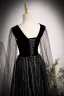 Bling Bling Black Beading Pearl Rhinestone Sequins Lace Flower Prom Dresses 2023 A-Line / Princess V-Neck Sleeveless Backless Floor-Length / Long