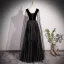 Bling Bling Black Beading Pearl Rhinestone Sequins Lace Flower Prom Dresses 2023 A-Line / Princess V-Neck Sleeveless Backless Floor-Length / Long