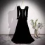 Vintage / Retro Black Pearl Rhinestone Velvet Prom Dresses 2023 A-Line / Princess Scoop Neck Long Sleeve Backless Floor-Length / Long Formal Dresses