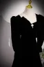 Vintage / Retro Black Pearl Rhinestone Velvet Prom Dresses 2023 A-Line / Princess Scoop Neck Long Sleeve Backless Floor-Length / Long Formal Dresses