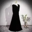 Vintage / Retro Black Pearl Rhinestone Velvet Prom Dresses 2023 A-Line / Princess Scoop Neck Long Sleeve Backless Floor-Length / Long Formal Dresses