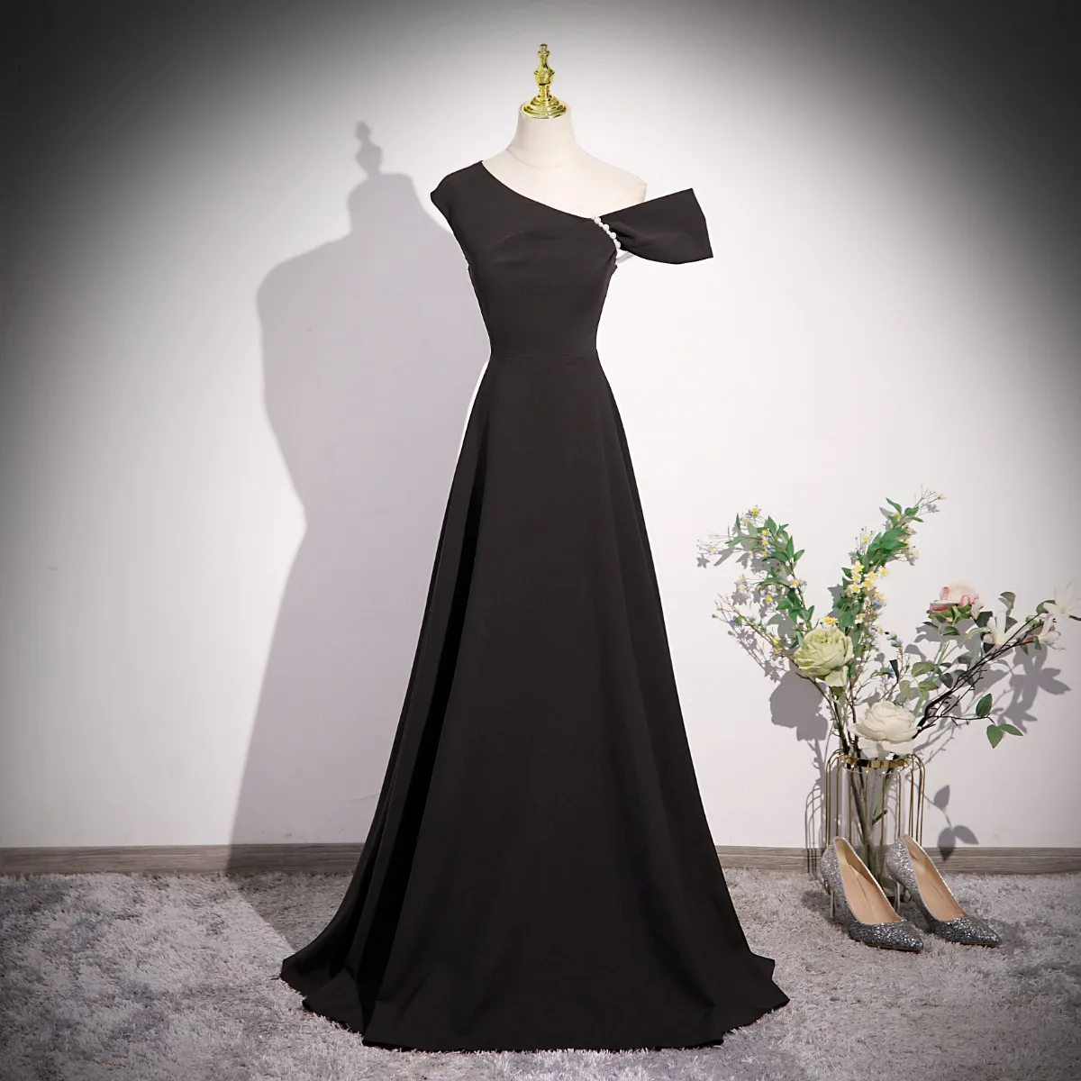 open lace back dress One Shoulder Prom Dress XJ913 main image 1