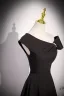 Modest / Simple Black Pearl Prom Dresses 2023 A-Line / Princess One-Shoulder Short Sleeve Backless Floor-Length / Long Prom Formal Dresses