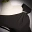 Modest / Simple Black Pearl Prom Dresses 2023 A-Line / Princess One-Shoulder Short Sleeve Backless Floor-Length / Long Prom Formal Dresses