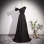 Modest / Simple Black Pearl Prom Dresses 2023 A-Line / Princess One-Shoulder Short Sleeve Backless Floor-Length / Long Prom Formal Dresses