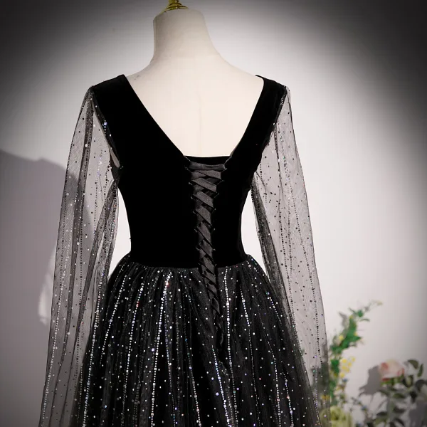 Bling Bling Black Gradient-Color Rhinestone Sequins Prom Dresses 2023 A-Line Princess Bling Bling Black Gradient-Color Rhinestone Sequins Prom Dresses 2023 A-Line Princess