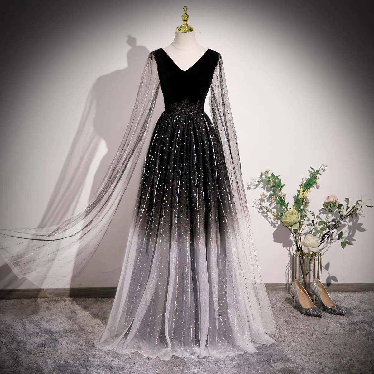 green emerald velvet dress Sparkly Ball Gown Prom Dresses Strapless Puffy Bling Bling Evening Gow –  formalgowns