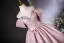 Elegant Blushing Pink Floor-Length / Long Prom Dresses 2024 Ball Gown Off-The-Shoulder Short Sleeve Backless Prom Formal Dresses