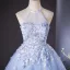 Chic / Beautiful Sky Blue Beading Appliques Prom Dresses 2024 A-Line / Princess Halter Sleeveless Backless Floor-Length / Long Prom Formal Dresses