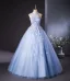 Chic / Beautiful Sky Blue Beading Appliques Prom Dresses 2024 A-Line / Princess Halter Sleeveless Backless Floor-Length / Long Prom Formal Dresses