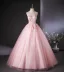 Lovely Candy Pink Beading Appliques Prom Dresses 2024 Ball Gown Halter Sleeveless Backless Floor-Length / Long Prom Formal Dresses