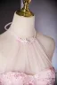 Lovely Candy Pink Beading Appliques Prom Dresses 2024 Ball Gown Halter Sleeveless Backless Floor-Length / Long Prom Formal Dresses