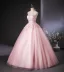 Lovely Candy Pink Beading Appliques Prom Dresses 2024 Ball Gown Halter Sleeveless Backless Floor-Length / Long Prom Formal Dresses