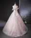Bling Bling Blushing Pink Beading Sequins Prom Dresses 2024 Ball Gown Strapless Sleeveless Backless Floor-Length / Long Prom Formal Dresses