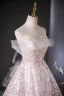 Bling Bling Blushing Pink Beading Sequins Prom Dresses 2024 Ball Gown Strapless Sleeveless Backless Floor-Length / Long Prom Formal Dresses