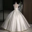 Elegant Champagne Lace Flower Satin Wedding Dresses 2023 Ball Gown Strapless Sleeveless Backless Floor-Length / Long Wedding