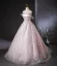 Bling Bling Blushing Pink Beading Sequins Prom Dresses 2024 Ball Gown Strapless Sleeveless Backless Floor-Length / Long Prom Formal Dresses