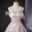 Bling Bling Blushing Pink Beading Sequins Prom Dresses 2024 Ball Gown Strapless Sleeveless Backless Floor-Length / Long Prom Formal Dresses