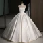 Elegant Champagne Lace Flower Satin Wedding Dresses 2023 Ball Gown Strapless Sleeveless Backless Floor-Length / Long Wedding