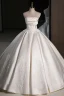 Elegant Champagne Lace Flower Satin Wedding Dresses 2023 Ball Gown Strapless Sleeveless Backless Floor-Length / Long Wedding