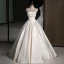 Elegant Champagne Lace Flower Satin Wedding Dresses 2023 Ball Gown Strapless Sleeveless Backless Floor-Length / Long Wedding