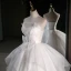 Modern / Fashion White Cascading Ruffles Wedding Dresses 2023 Ball Gown Strapless Bow Sleeveless Backless Floor-Length / Long Wedding