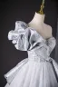 Mode Silber Grau Strass Ballkleider 2024 Ballkleid One-Shoulder Kurze Ärmel Rückenfreies Lange Ball Festliche Kleider