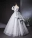 Mode Silber Grau Strass Ballkleider 2024 Ballkleid One-Shoulder Kurze Ärmel Rückenfreies Lange Ball Festliche Kleider
