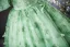 Elegant Sage Green Lace Butterfly Prom Dresses 2024 Ball Gown Square Neckline Puffy Short Sleeve Backless Floor-Length / Long Prom Formal Dresses