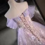 Charming Lavender Appliques Beading Pearl Sequins Prom Dresses 2023 A-Line / Princess Off-The-Shoulder Sleeveless Backless Floor-Length / Long Prom Formal Dresses