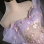 Charming Lavender Appliques Beading Pearl Sequins Prom Dresses 2023 A-Line / Princess Off-The-Shoulder Sleeveless Backless Floor-Length / Long Prom Formal Dresses